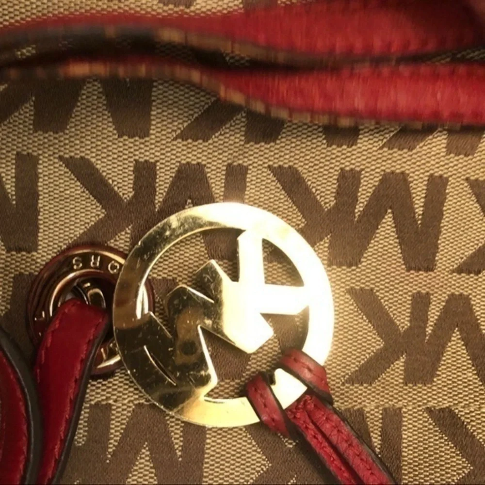 Michael kors brown monogram signature tote bag